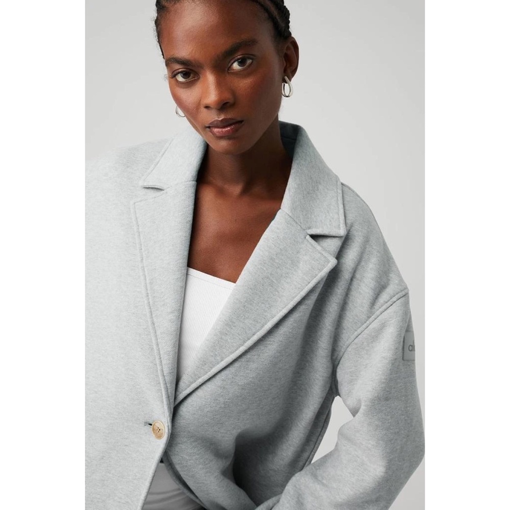 Alo Yoga VIP Blazer Trench Athletic Heather Grey S - Picture 3 of 9